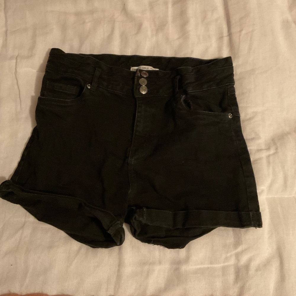Black Size 14/16 zipper and button fly high waisted shorts for girls